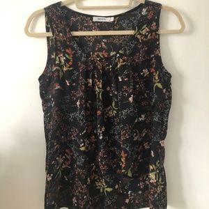 Black with Floral print Blouse